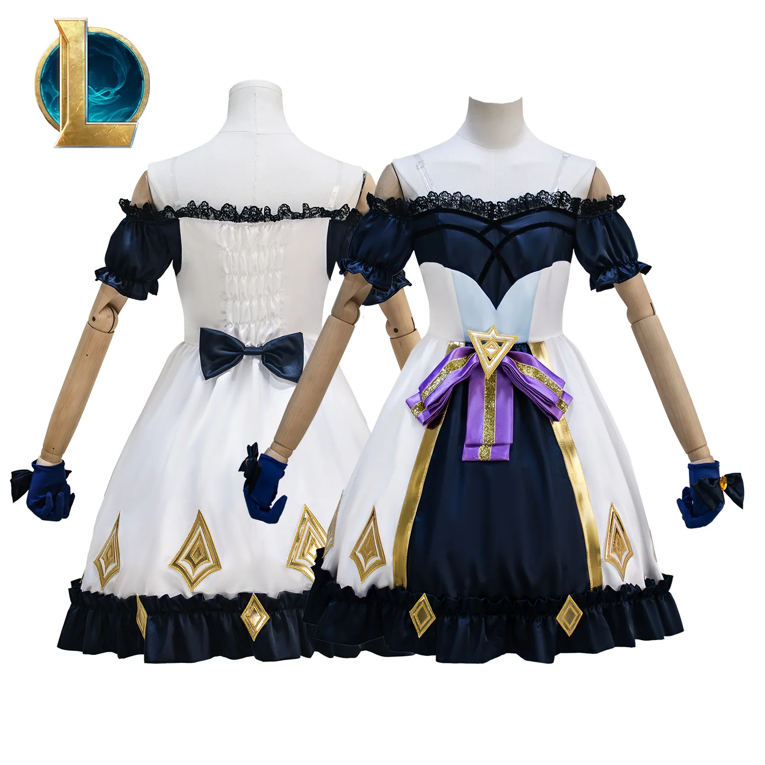 

Anime Game Gwen Cosplay Costume Outfit Dark Lolita Dress Full Set With Gloves Halloween Role Palying Party Comic Con Costume