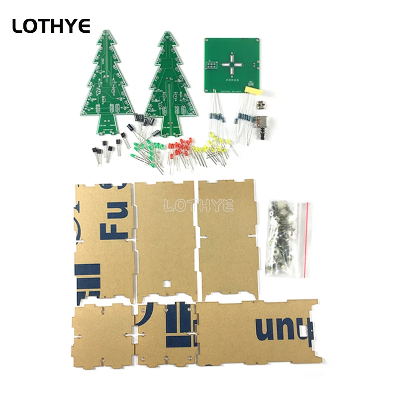 LED Running Light Flashing Tree DIY Electronic Kit 3D Colorful Christmas Tree DIY Gift Making Loose Parts Fun Soldering Kit