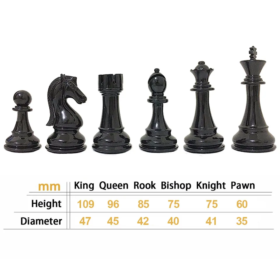 King Height 109mm Plastic Imitation Wooden Chess Pieces Set Metal Aggravation Chessman Plating Process Chess Pieces Board IA5