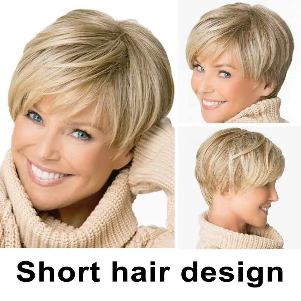 

Short Hair Wig Stylish Head Cover High Temperature Wire European American Wig for Parties Daily Life Shopping