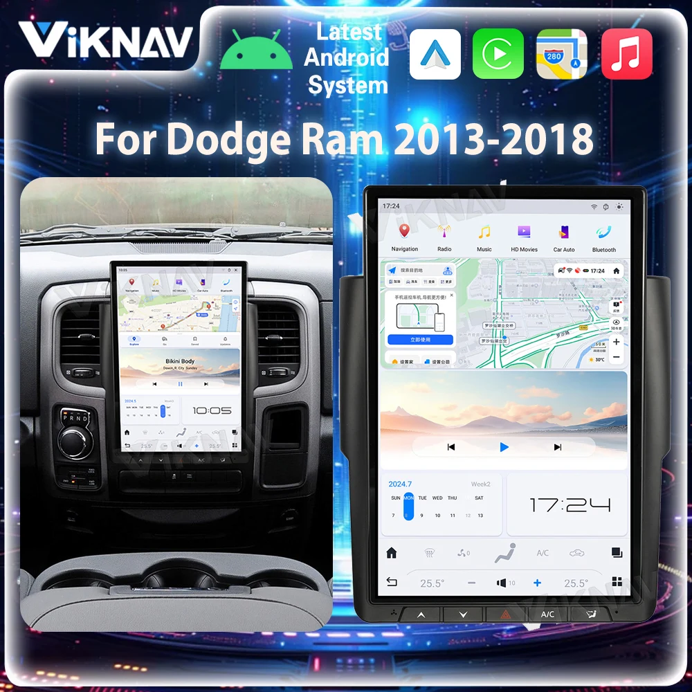 

Автомагнитола Viknav, Android 13, для Dodge RAM 2013-2018, 14,4 дюйма, сенсорный экран, беспроводной, Carplay, GPS-навигация, мультимедийный плеер