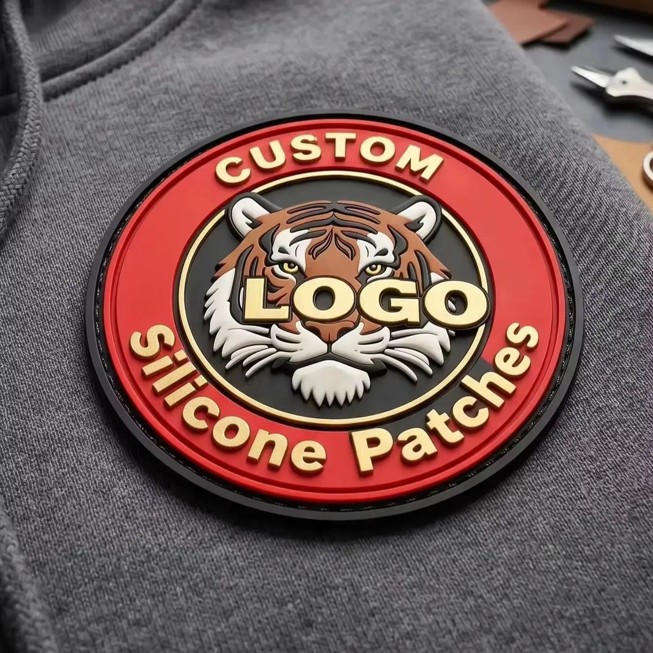 Custom Iron on 2D/3D Patches Distressed Embossed Logo Sew-On Style Heat Transfer Clothing PVC Rubber Patch Bags Hook and Loop - view 6