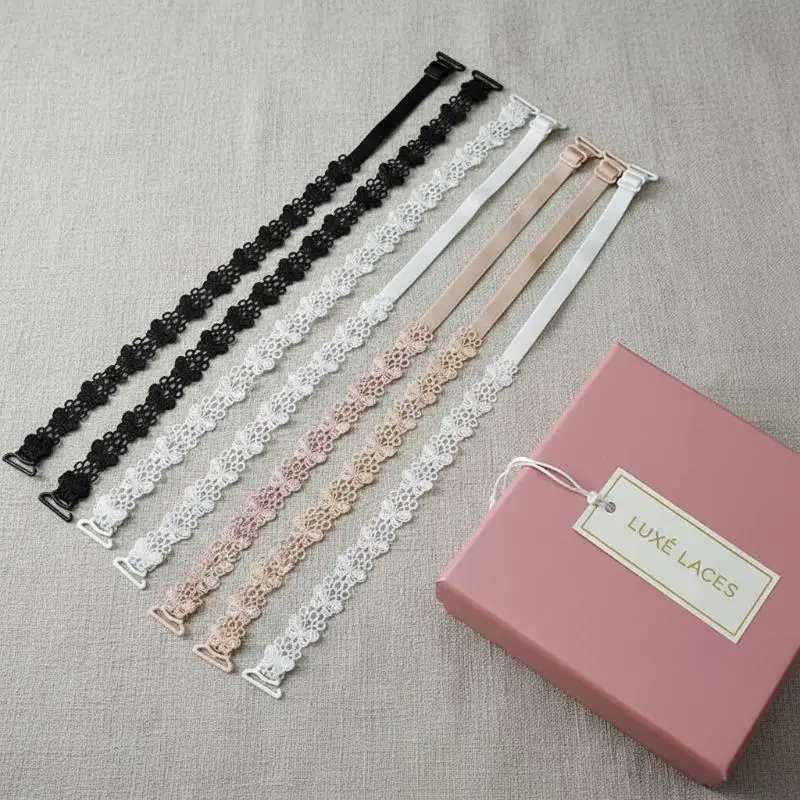 Women Fashion Embroidered Bra Shoulder Straps Hollow Out Replacement Straps Comfortable Underwear Accessory For Daily Wear 1Pair