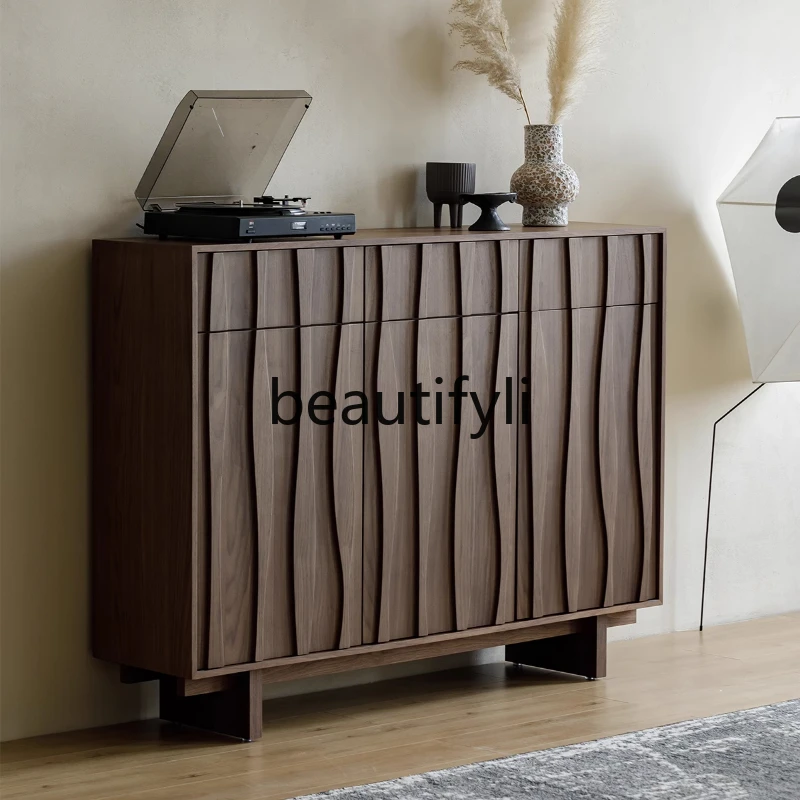 

Black walnut solid wood shoe cabinet Nordic modern small apartment storage cabinet Door shoe change cabinet