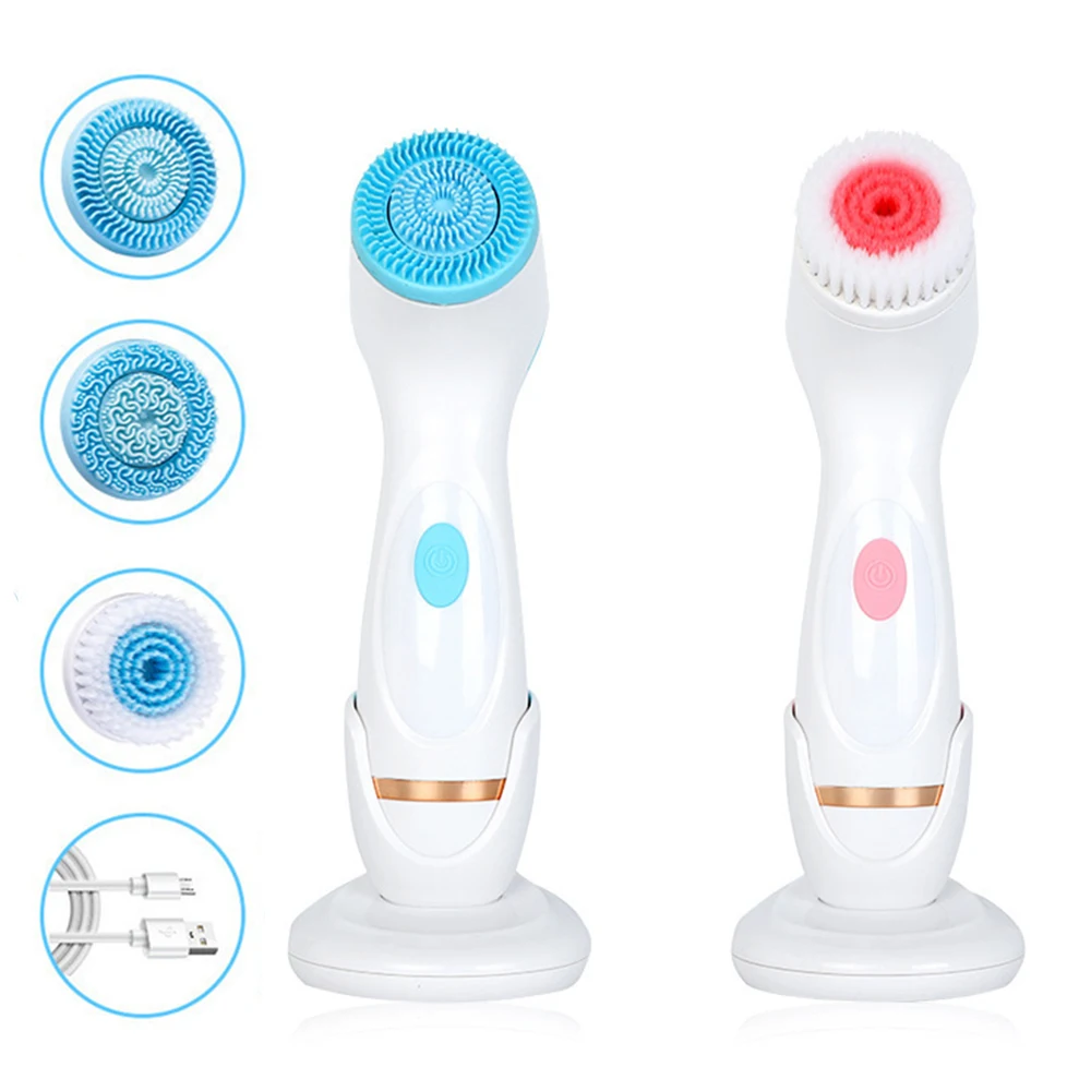 

Facial Cleansing Brush 3 Heads Sonic New Face Spin Brush Set Galvanica System For Skin Deep Cleaning Remove Blackhead Machine