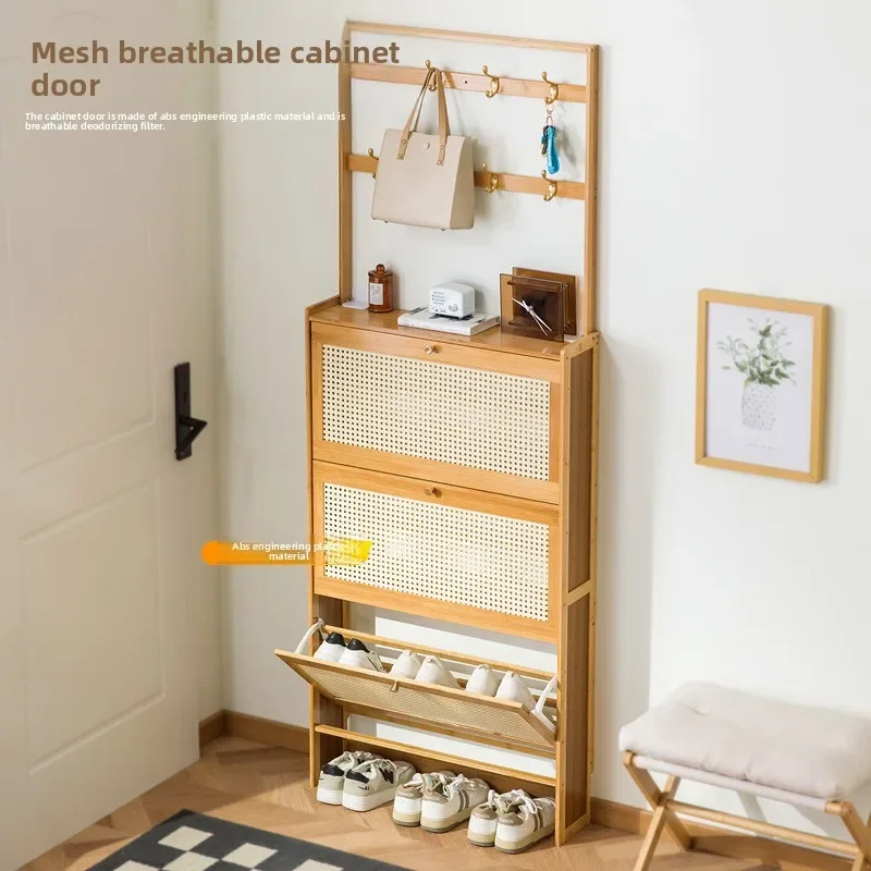 

Ultra-thin shoe cabinet household door tipping bucket shoe rack large capacity entrance door entrance storage simple cabinet