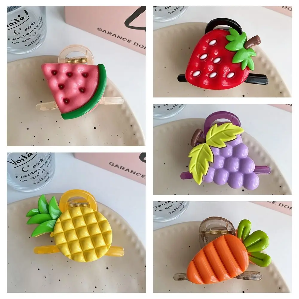 Cute Pineapple Fruit Hair Claw Watermelon Korean Style Strawberry Claw Clip Headwear Hair Accessories Large Shark Clip Daily