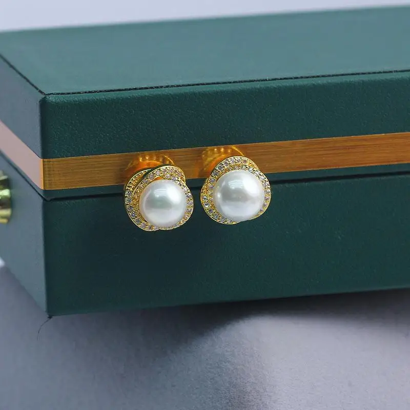 E112 Gold Plated Copper S925 Sterling Silver Needle Pearl Stud Earrings Findings Jewelry Making DIY Jewelry Accessories