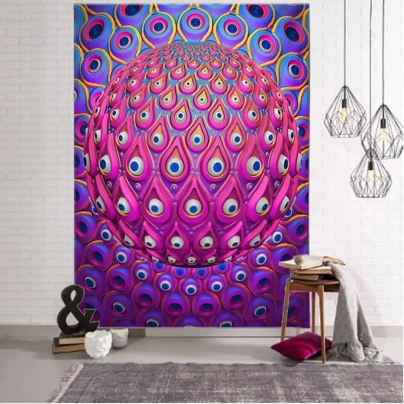 VIKAMA Trippy Green Mandala Wall Hanging, Spiritual Sacred Symbol Tapestry, Lightweight Wall Cloth Meditation Room Decoration