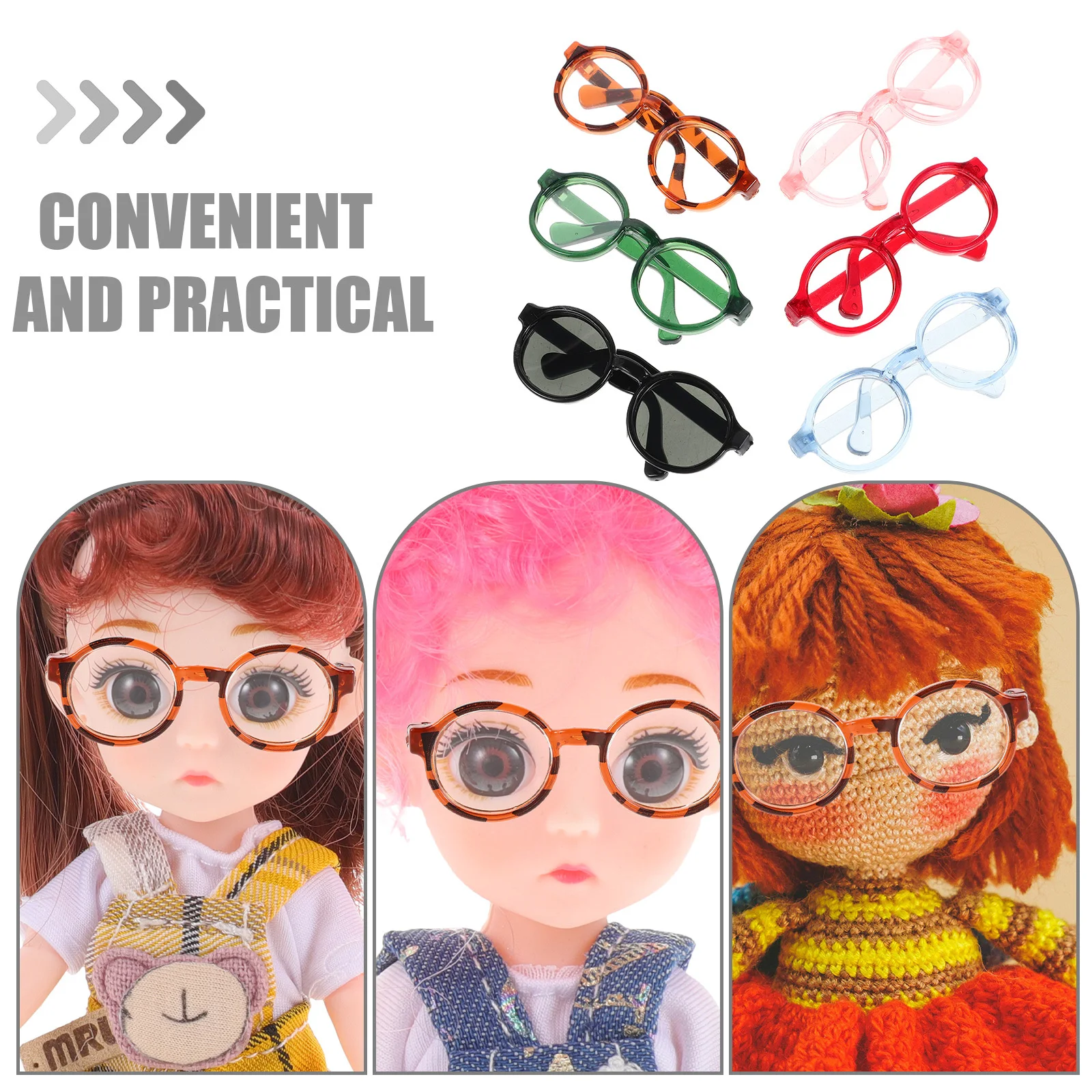 6 stuks kleine zonnebrillen voor lichtgewicht plastic brillen Decoratieve miniatuuraccessoires voor creatief verhalen vertellen