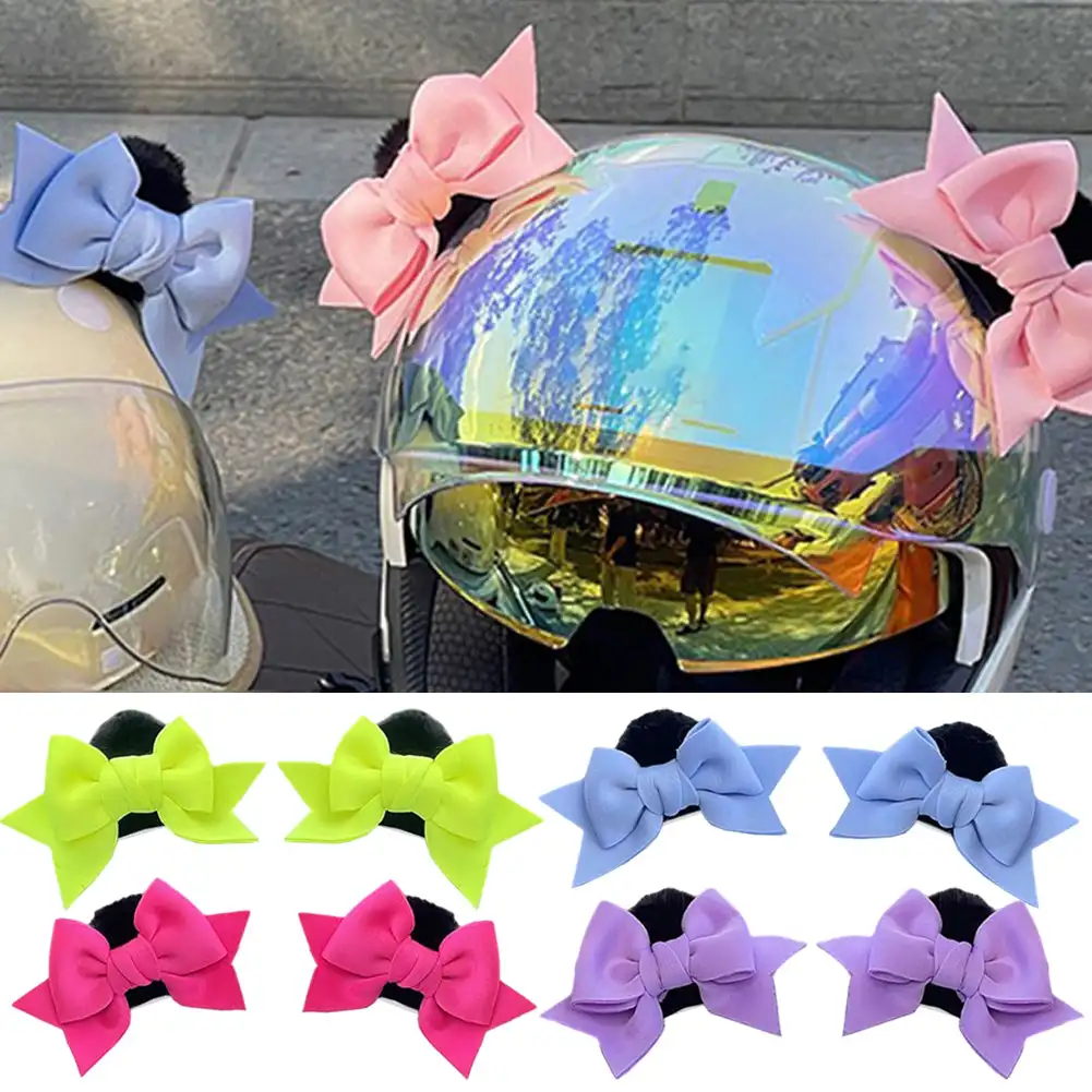 2Pcs Motorcycle Universal Helmet Cute Decoration Butterfly Knot Ears Gifts For Girl  Riding Sking Helmet Sticker Accessories