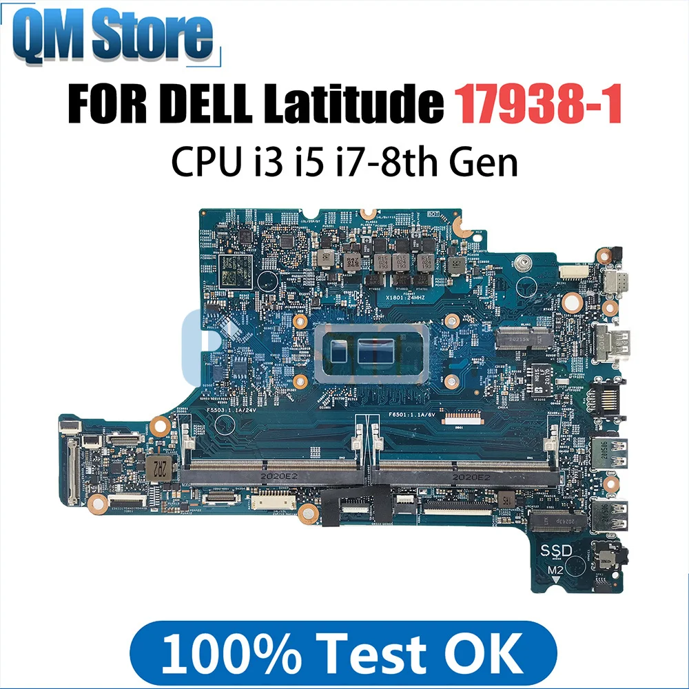 Notebook Mainboard For Dell Latitude 3400 3500 17938-1 Laptop Motherboard 0X7J0V 0K3FRD  I3 I5 I7 8th Gen Systemboard