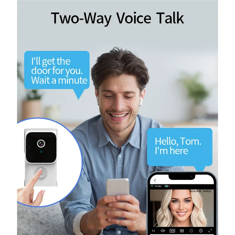 ABMF-Tuya APP تخزين سحابي مجاني جرس باب مزود بخاصية wifi استهلاك منخفض الباب البصري ثقب الباب فيديو العين ليلة PIR مراقبة الباب الأمني