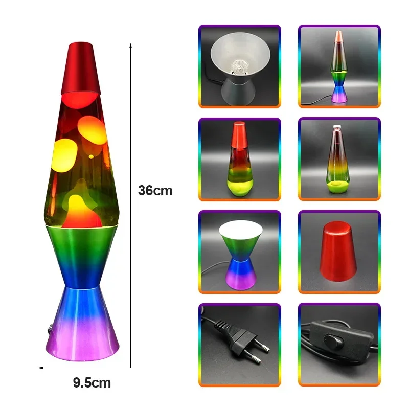 Pequeñas luces de Lava de noche, diseño de botella de vidrio, cohete, luz de mesa de arcoíris, Mini lámpara de Lava moderna y alta personalizada, lámpara de mesa