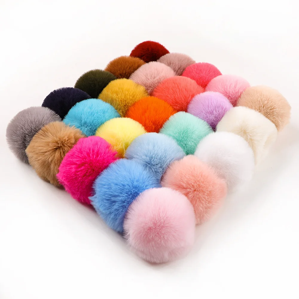 

10pcs/lot 4cm DIY Faux Rabbit Fur Pompom Artificial Polyester Balls Pom Poms For Hats Cap Scarf Gloves Keychain