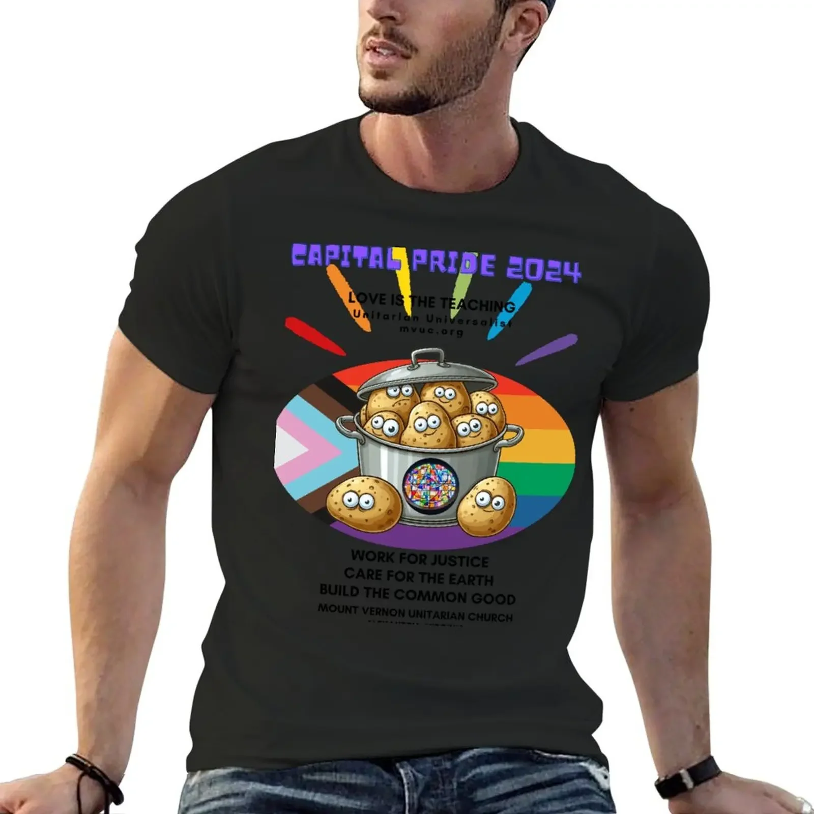 

Capital Pride 2024 with MVUC's Pot of Bumping Potatoes T-Shirt for a boy cute clothes tees mens big and tall t shirts