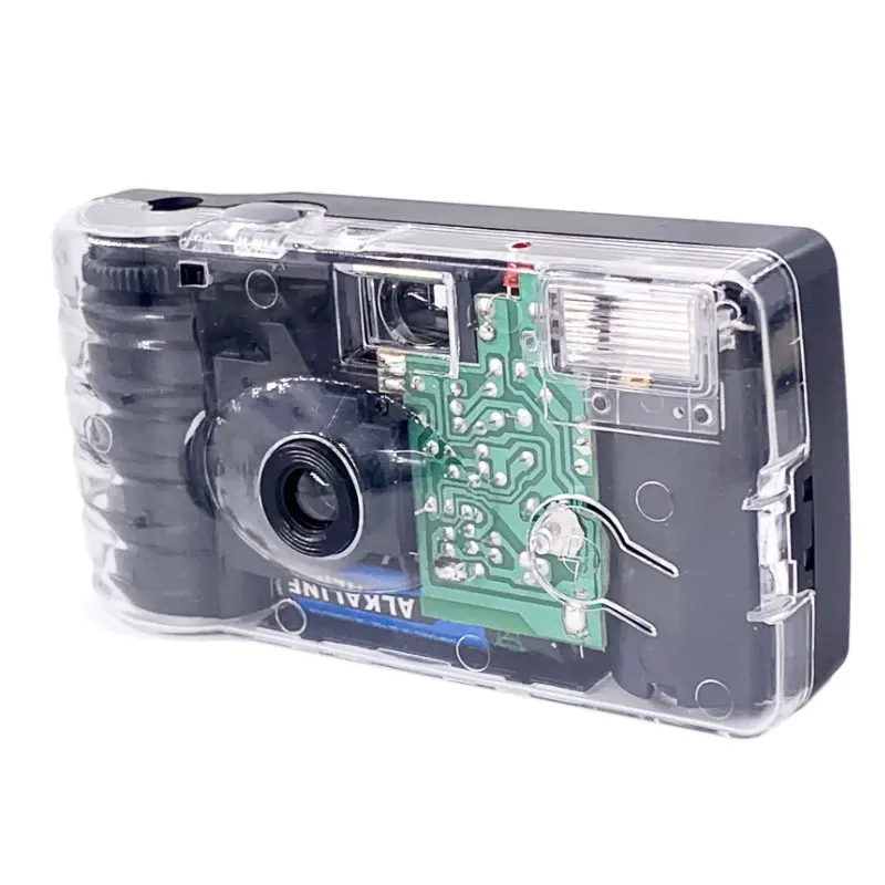 Transparent Color Disposable Camera with Built-in 17 Photos Retro Camera 18 Photos 35mm with Flash