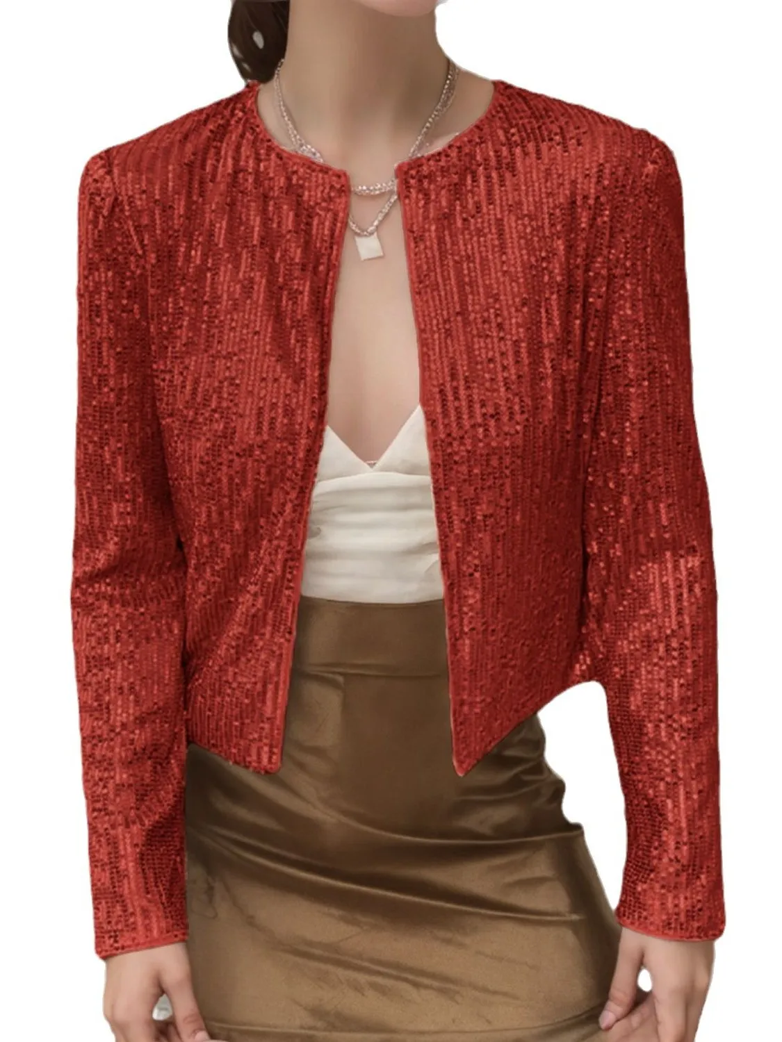 

Slim Fit круглый Ne Long Sve Sequined Jaet iny Верхняя одежда Casual Sle Женское пальто с яркими блестками Embellied