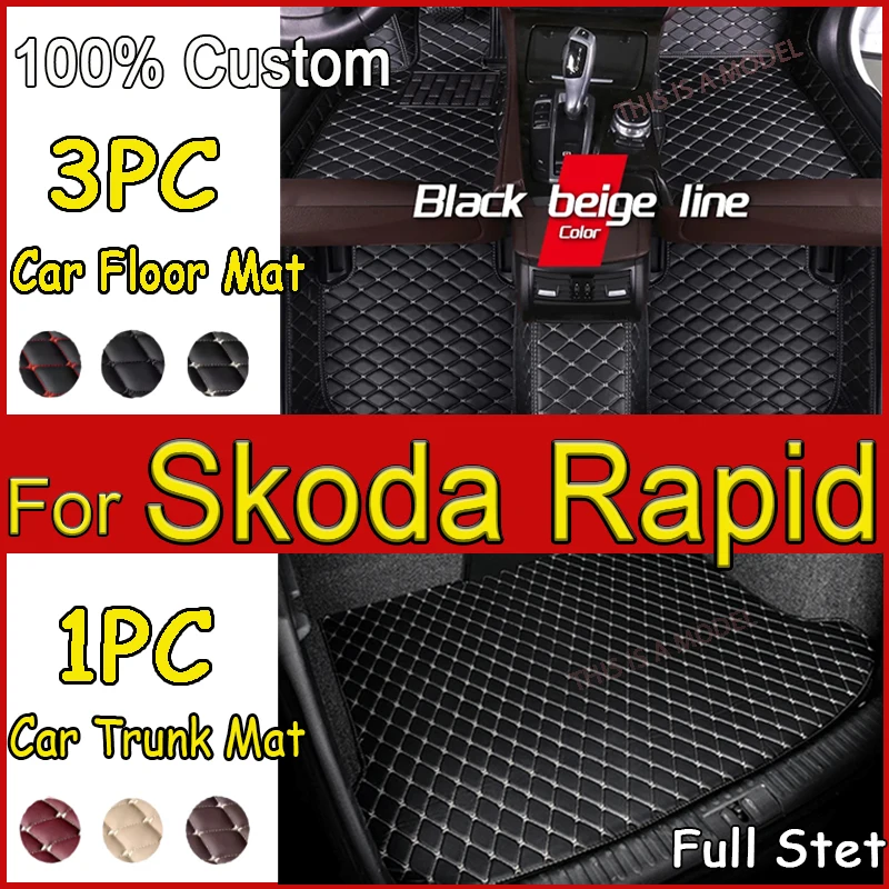 Car Floor Mats For Skoda Rapid 2013 2014 2015 2016 2017 2018 2019 2020 Custom Auto Foot Pads Carpet Cover Interior Accessories