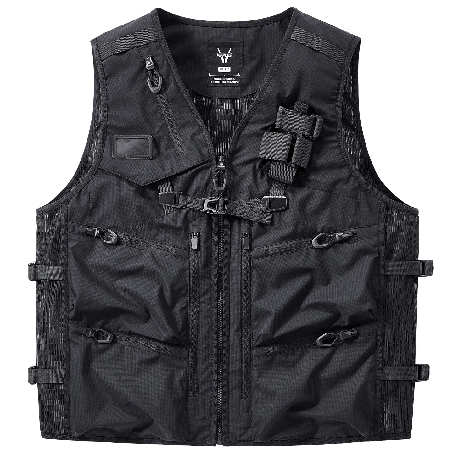 

Мужской тактический жилет свободного кроя для активного отдыха, с множеством карманов, из полиэстера, с V-образным вырезом и застежкой-молнией, молодежный модный стиль