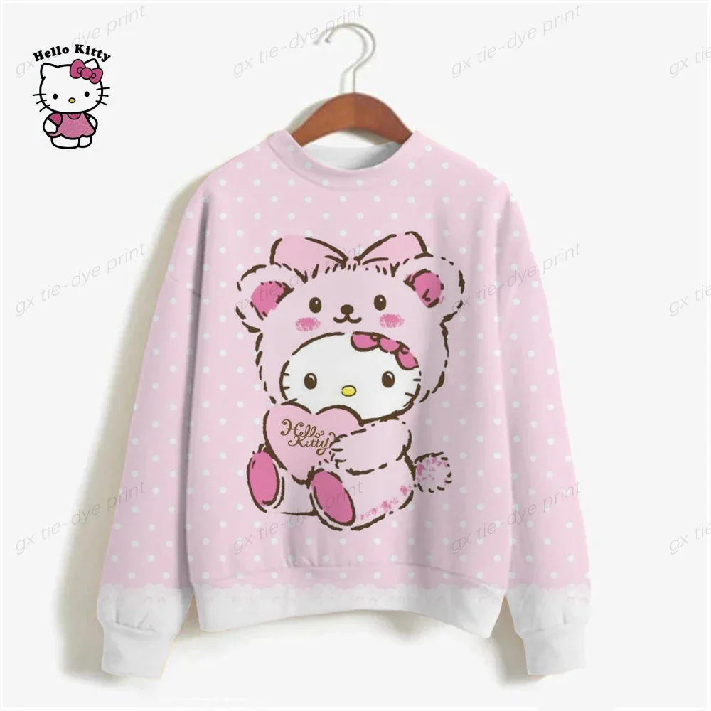 Hoodie Pullover Hooded Sweatshirts Women HELLO KITTY Print Long Sleeve Plus Size Casual Pull Hoody Autumn Clothes Sudadera y2k