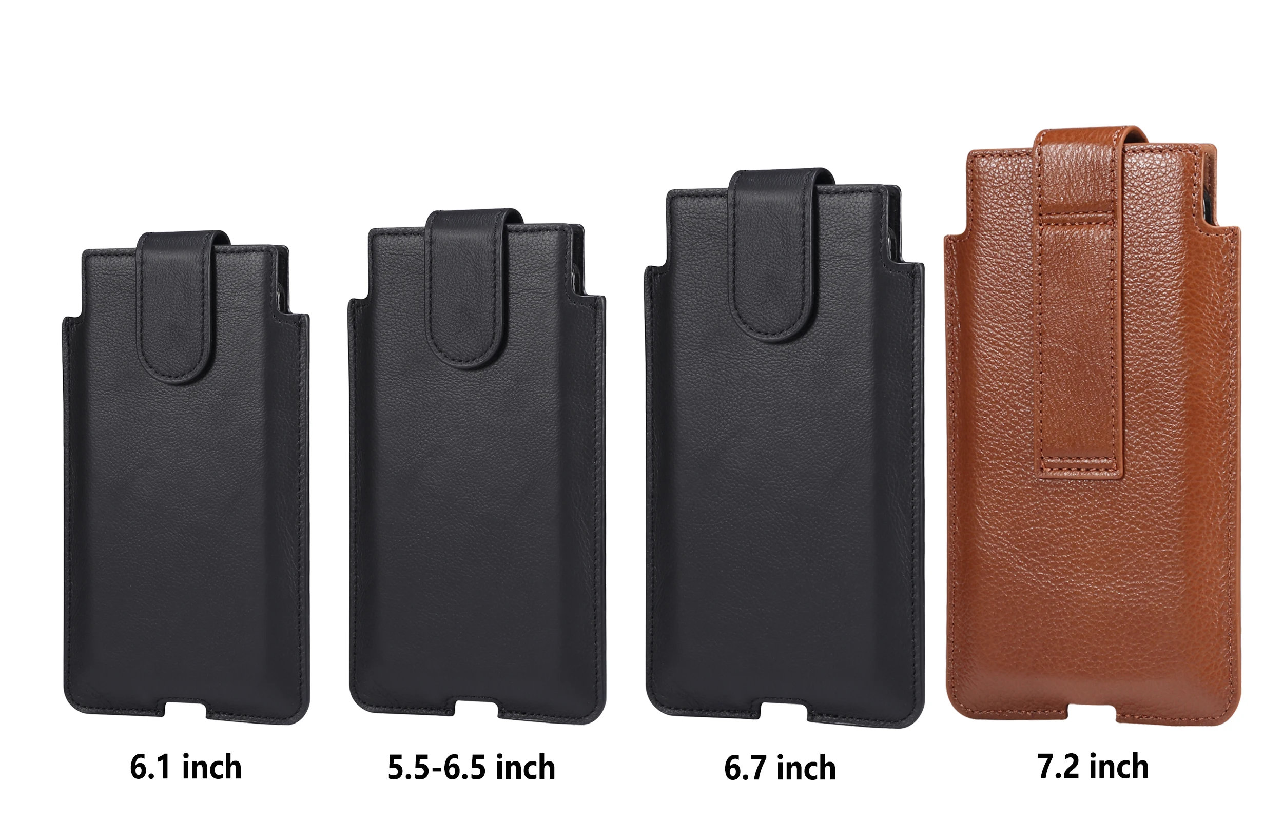 High Quality Leather Men Phone Holster Case for iPhone 14 13 12 Pro For Samsung LG huawei 5.4-7 inch Cellphone Belt Waist Bag image 3