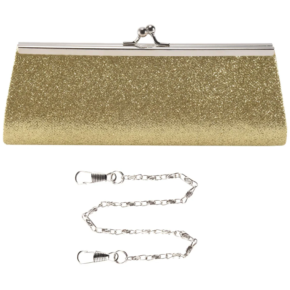 Women Glitter Clutch Purse Evening Party Wedding Banquet Handbag Shoulder Bag (Gold)