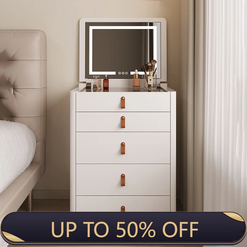 Modern Minimalist Vanity Table Storage Organizer Trendy Nordic Vanity Table Witth Mirror Bedroom Meuble Coiffeuse Furniture
