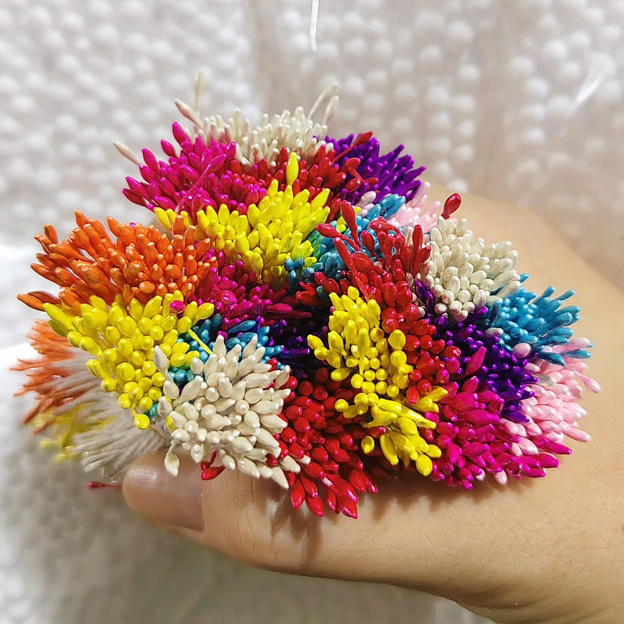 500pcs/lot Multicolors 1mm Pearl Flower Stamen Double Floral Heads For DIY Cake Decorative Flower Wreaths Materials