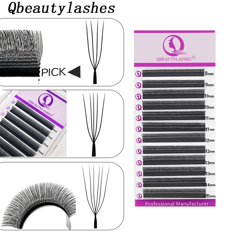 Qbeautyelashes U شكل YY 4D 5D 6D الرموش تمديد 2D UU حليقة C D 0.07 مللي متر 5D لاش سهلة قبل صنع مروحة حجم ماكياج الرموش #1
