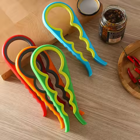 4 in 1 Multi Function Can Opener Bottle Cap Twister Anti Slip Handle Easy Open Cans Beverages Kitchen Gadget Essential Opener