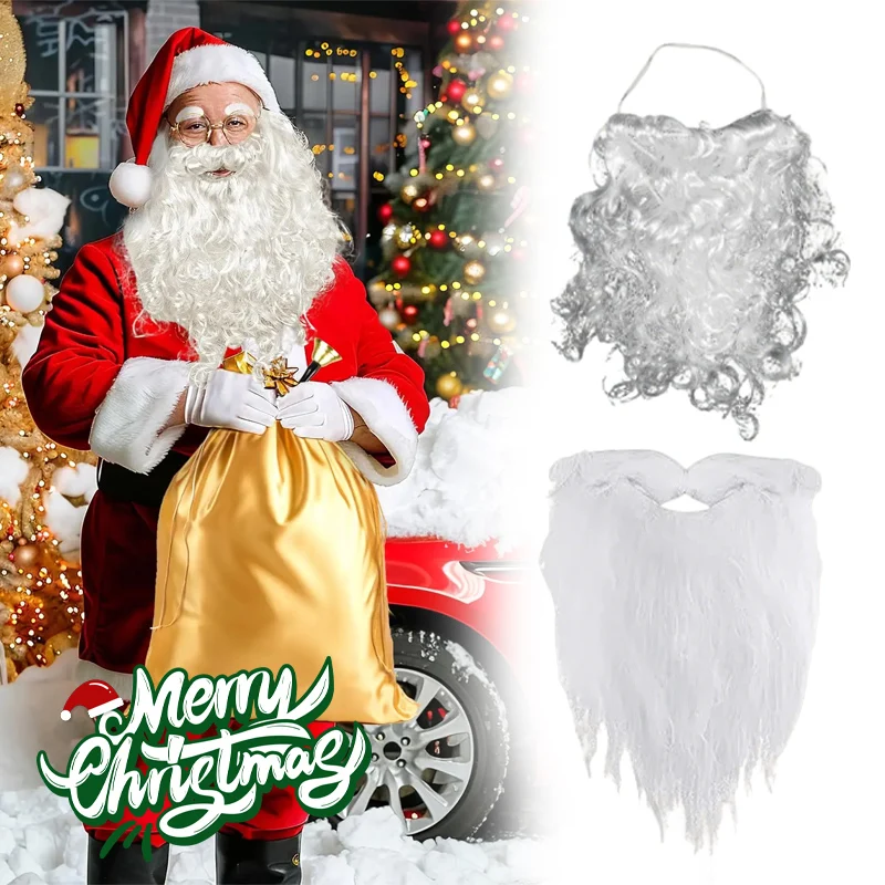 

Deluxe Santa Style Beard Super Realistic White Christmas Beard with Easy Wear Design for Holiday Events Costume Parties