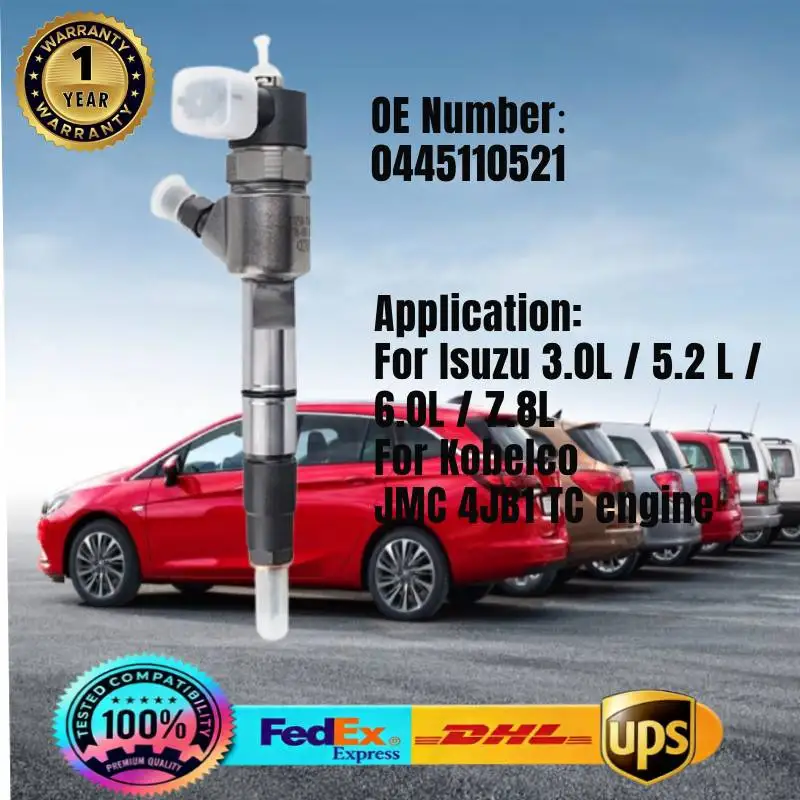 

0445110521 Common Rail Fuel Injector for Isuzu 3.0L / 5.2 L / 6.0L / 7.8L For Kobelco JMC 4JB1 TC engine