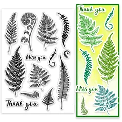 Fern Leaf Clear Stamps Leaf Rubber Stamps Grass Plant Pattern Silicone Stamps Plants Words Transparent Seals for Scrapbooking