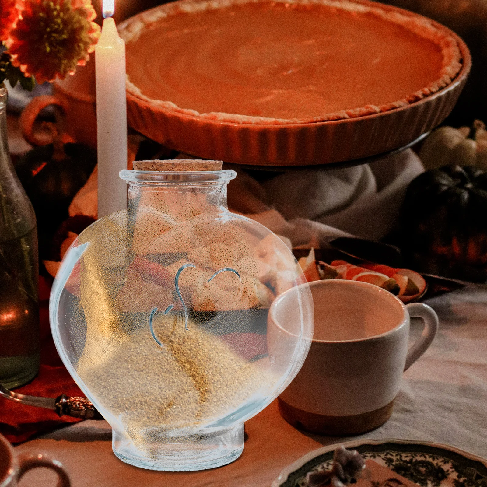 

3Pcs Glass Sand Keepsake Jars Heart Bottles Wedding Ceremony Vials Cork Stoppers Decorative Unity Display Containers