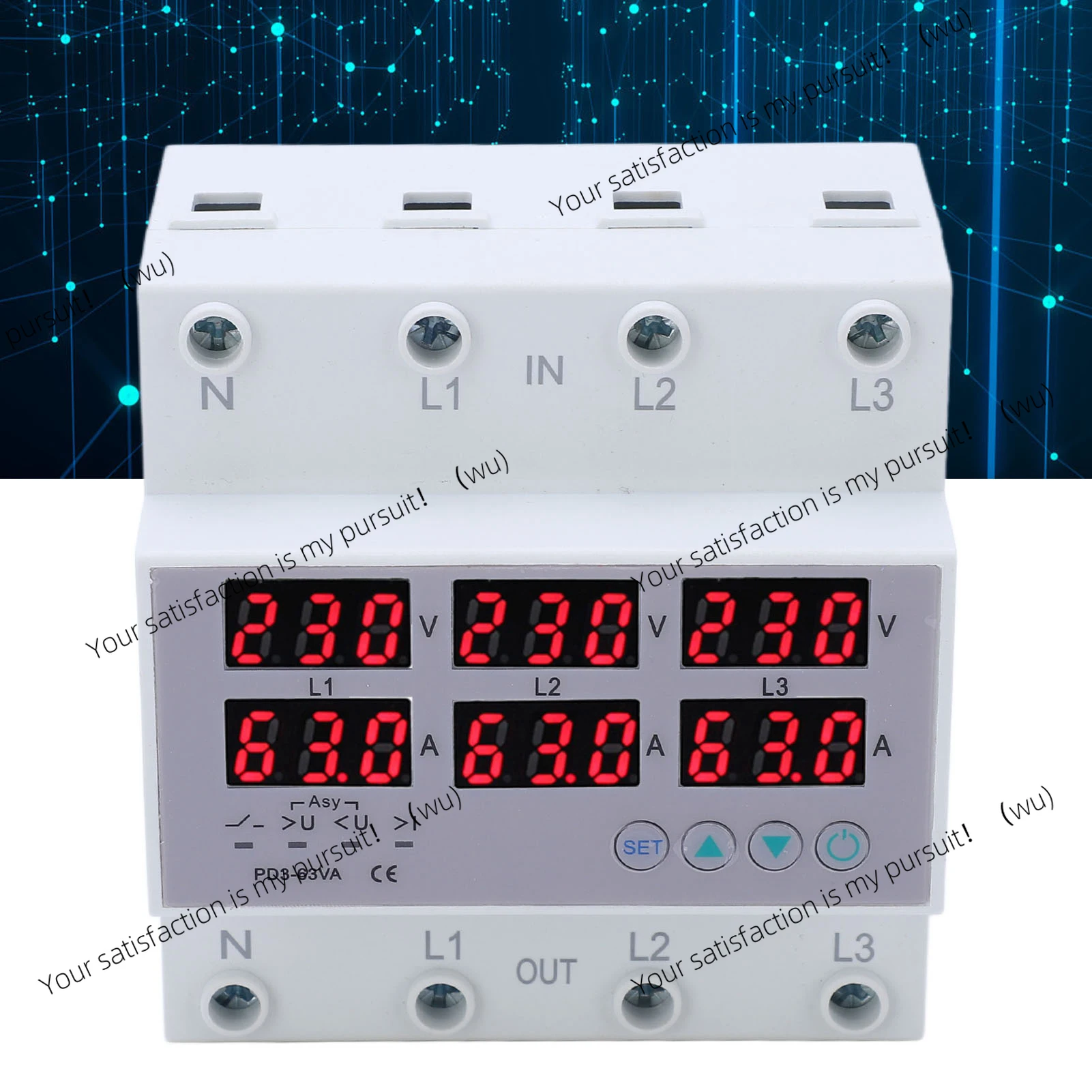 

Вольтметр рельсового типа Амперметр Автоматическая защита от перенапряжения и перегрузки по току AC 390-500 В Защита напряжения и тока