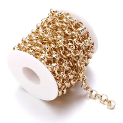 5 Yards/Rolls Gold Plated Necklace Rolo Chains Bulk Aluminium Cross Chains For Jewelry Making Strong Link Chain DIY Bracelet