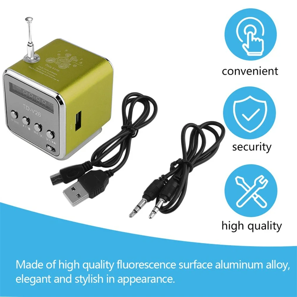 Portable Aluminum Alloy Mini Bluetooth Speaker Digital LCD Display Line In/Out Micro TF FM Radio Music Loudspeaker For Laptop PC