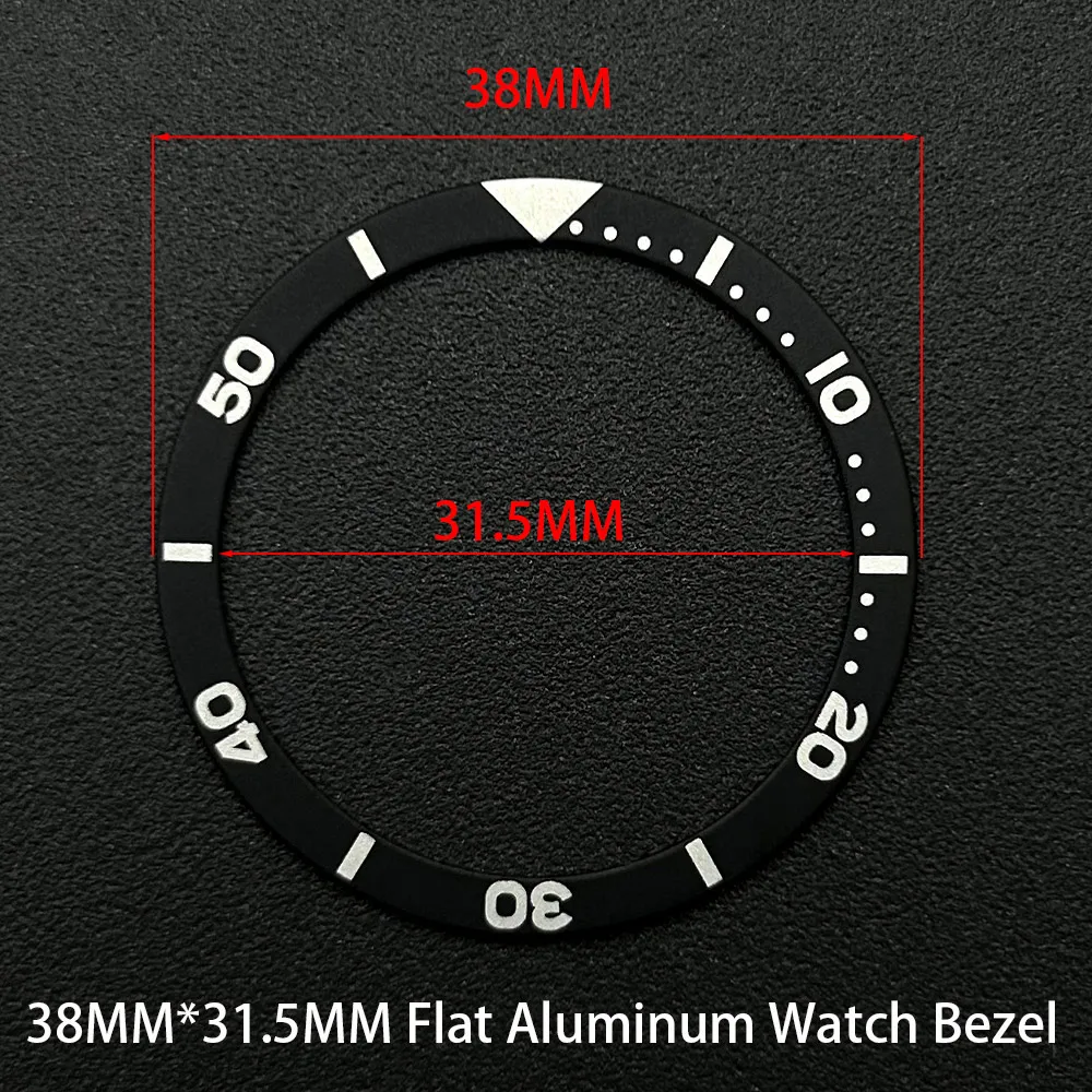 38mm 31.5mm Flat Watch Bezel Aluminum Sheet Ring Green Black Blue Red Watch Inserts Accessories with Double-Sided Tape for SKX