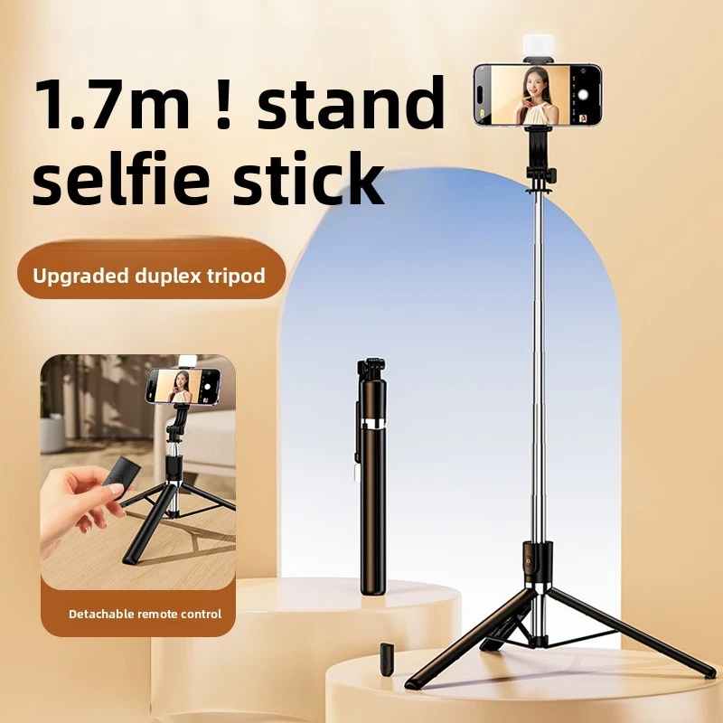 Extendable 1M Selfie Stick Tripod with Bluetooth Remote LED Fill Light All-in-One Phone Holder for Photography Vlogging