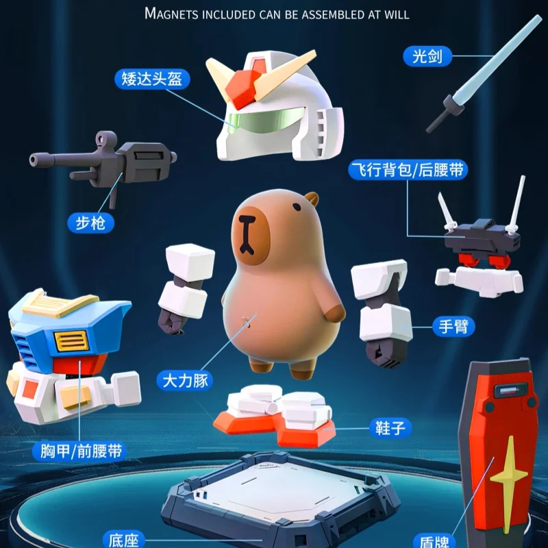 Popularna zabawka magnetyczna Kapibala Cool Mech, mocna lalka delfin, kreatywna ozdoba na biurko DIY, prezent na festiwal dla dzieci.