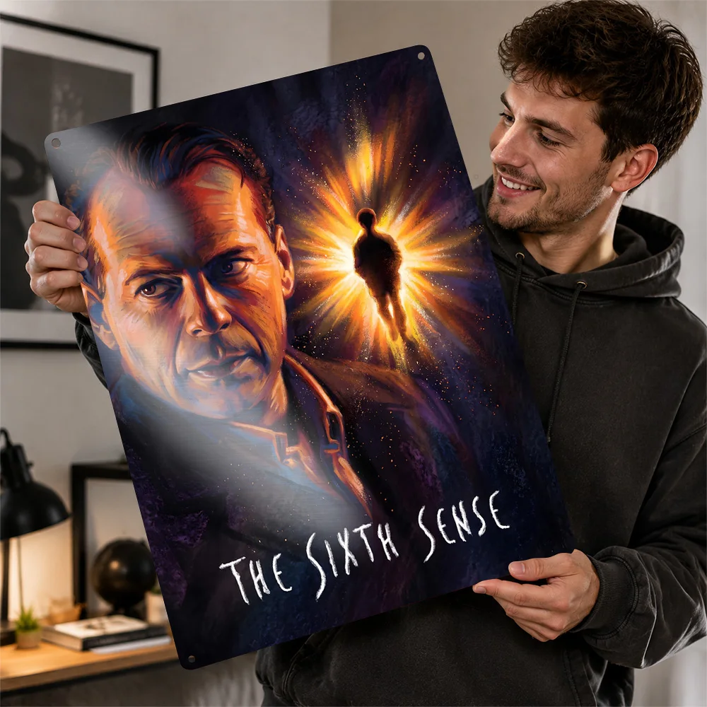 The Sixth Sense Bruce Willis Portrait Aluminum Poster Personalized Metal Sign Cult Terror Design Wall Art For Media Room Decor