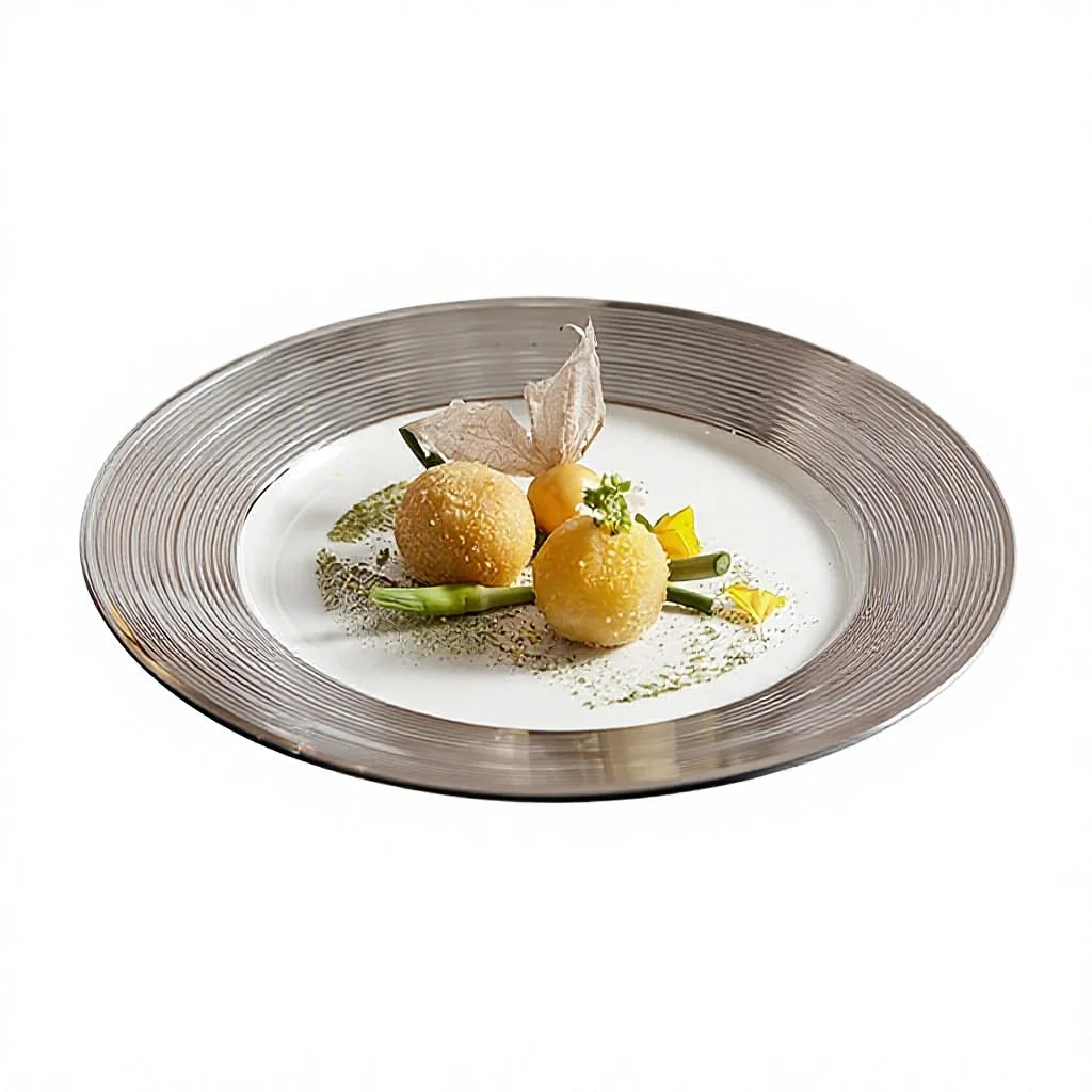 Mirror polished thread texture light luxury simple western food plate high-end ceramic solid pattern steak dessert pasta plate
