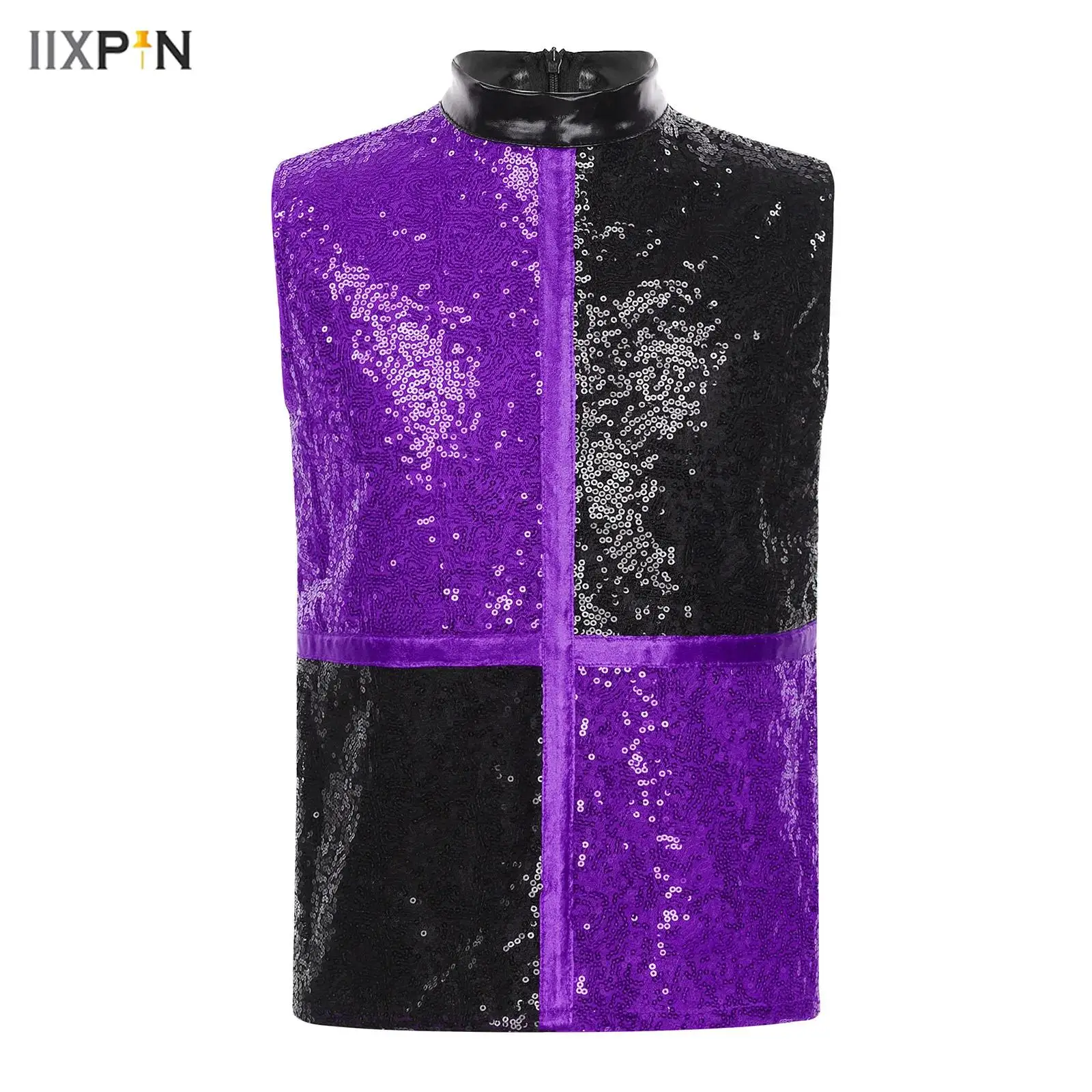 

Kids Girls Boys Jazz Hip Hop Dance Tops Shiny Color Block Plaid Sequins T-shirt Top Cheerleading Stage Performance Street Dance