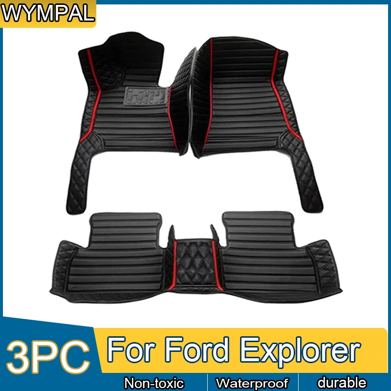 Car Floor Mat For Ford Explorer Classic U502 7seat 2016~2019 Non-slip Pad Waterproof Pads Rugs Leather Floor Mat Car Accessories