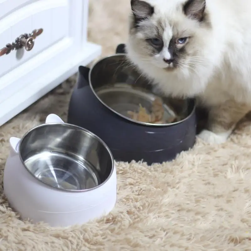 100ML Cat Dog Bowl 15 Degrees Raised Non Slip Puppy Base Cat Food Drinking Water Feeder Tilt Safeguard Neck Pet Bowl Accessories