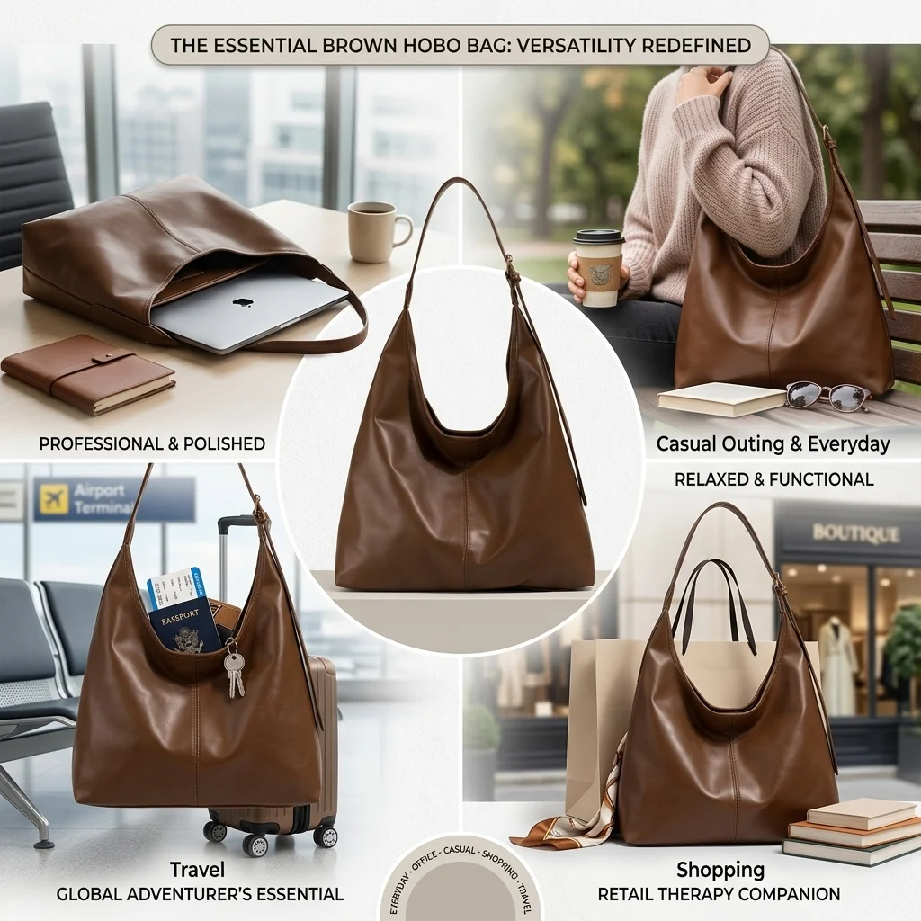 Hobo Shoulder Bag for Women Soft PU Leather Slouchy Tote Purse Casual Lightweight Handbag for Work, Travel & Everyday Use - view 6