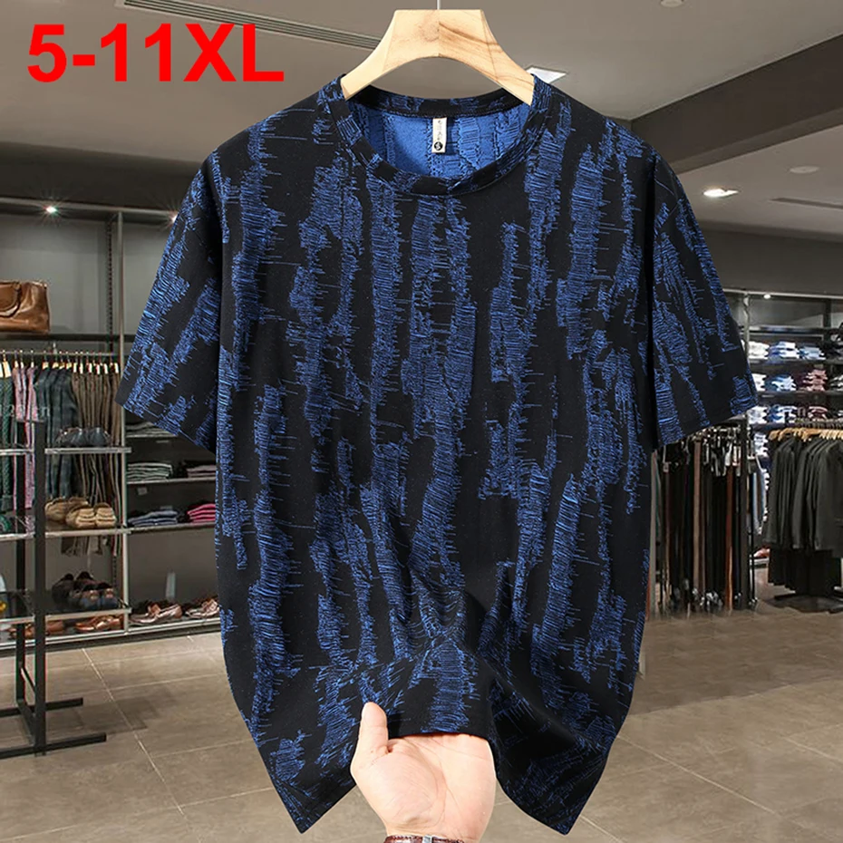 11XL Plus Size Men T Shirts Summer Fashion Loose Short Sleeve Crew Neck T-shirt Cotton Tee Tops Big Size Man Tshirt