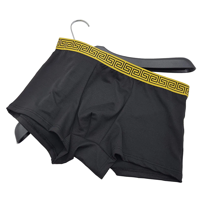 5-częściowy zestaw męskich bokserek z nadrukiem na pasie, czarne, wygodne, elastyczne majtki męskie