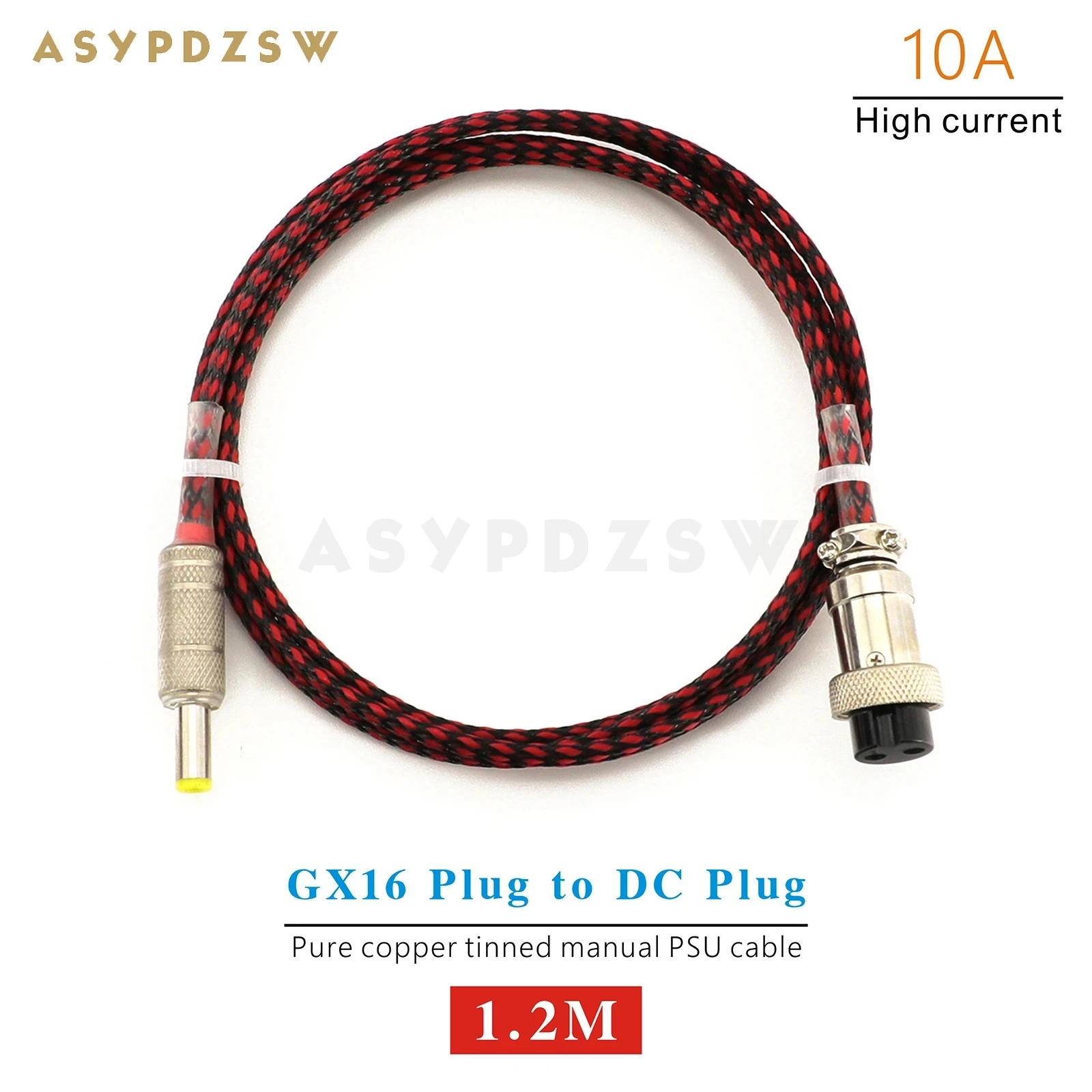 1.2M GX16-2 Pin to 5.5*2.1mm Silver plated DC Linear power supply Air output cable